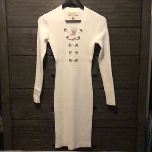 New with tag lace -up rubbed knit dress